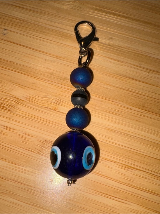 Hand Crafted Accessories - Hand Crafted Agate Druzy Glass Evil Eye Charm Keychain